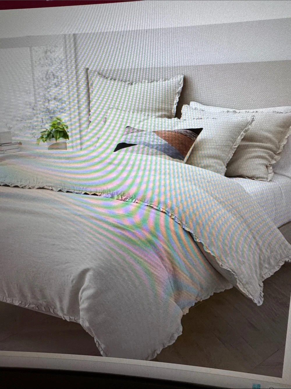 West Elm European Flax Linen-Style Cream Duvet Cover Set size:King